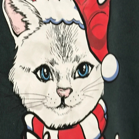 NWT Meowy Cat-mas Green CAT Holiday Christmas Long sleeve Sweatshirt ASST SIZES - Picture 5 of 7